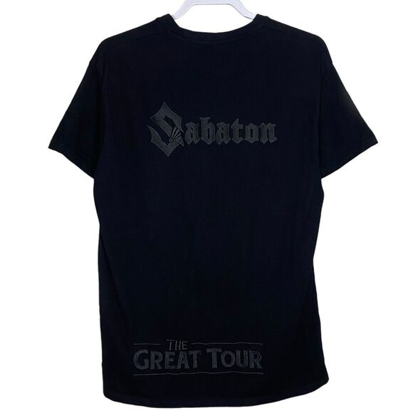 Sabaton T-Shirt Mens XL Black Tee The Great Tour Heavy Metal Embroidered Concert - Picture 2 of 10
